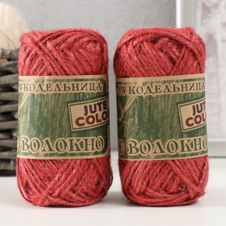 Yarn "Golden Jute fiber" 100% jute 50m/50g set 2pcs (red)