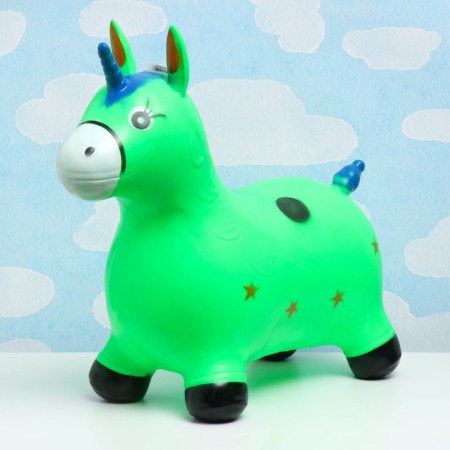Toy - Children's jump "Musical unicorn" rubber inflatable, 50x30cm, green