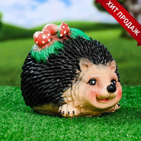Garden figure "Hedgehog with mushrooms" new 28x20x18cm