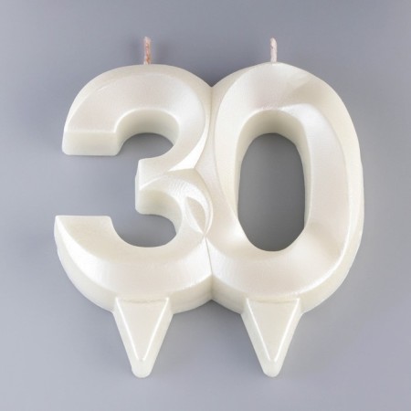 Candle in the cake jubilee "line", number "30", pearl, 6.5 cm-2