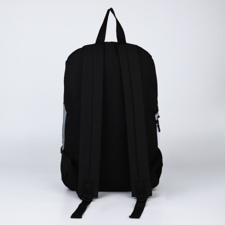 School textile “anime” school, 46x30x10 cm, vertical pocket, black color, white-4