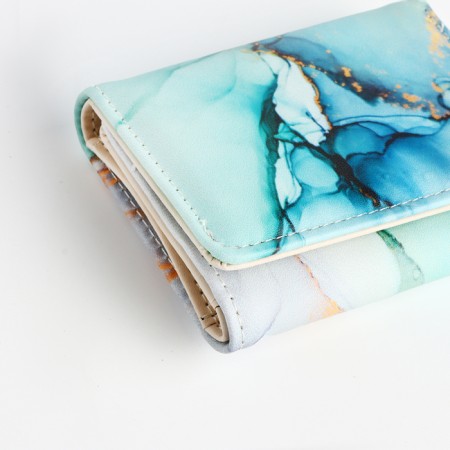 Women's wallet on the button, green color-4