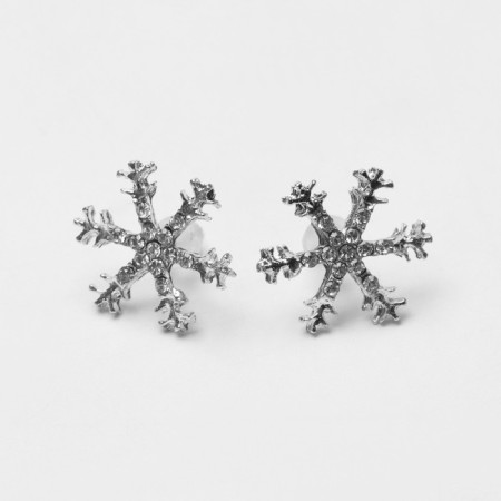 Earrings with “snowflakes” mini mini, white color in silver-2