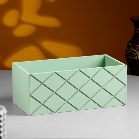 Wooden Kashpo "Hellas Big, Glass", 25 × 12.5 × 10 cm olive