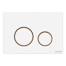 Кнопка Cersanit TWINS, пластик белый матовый с рамкой, универсальная