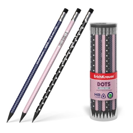 Chernographic pencil with Erichkrause "Dots", HB, Grifel D = 2.2 mm, plastic, three -sided in a tube, mix