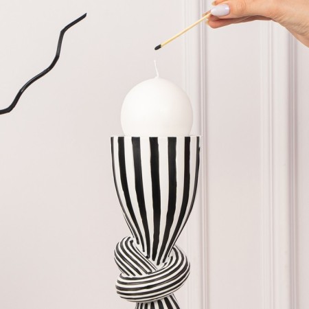 Click for one candle "Knot", white-black color 39 x 10.5 x 10.5 cm-14
