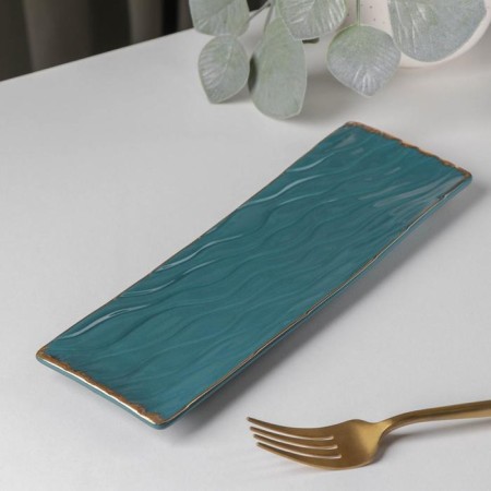 Ceramic serving dish "Rapsodia", 24 × 7.5 cm, green color-1