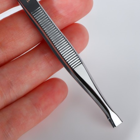 Pinzet straight/beveled, narrow, 9 cm, on the blister, silver color-5