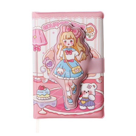 Gift notebook, A6, 100 sheets, color block, with a curly knife, PVC cover, "Anime", mix-5