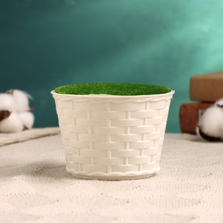 Floristic pot "Basket" white, 10x10x7cm-1