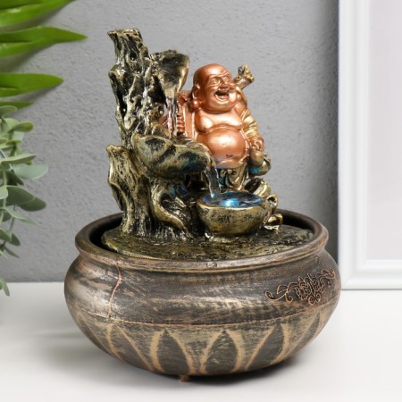 Table fountain with backlight "Hothee at the waterfall" 22.5x16x16 cm-1