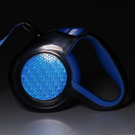 Roulette "Pigzon" reflective, 8 m, up to 50 kg, cable, rubberized handle, blue-4
