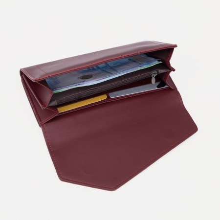 Women's wallet on magnets, burgundy color-4