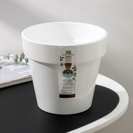 Kashpo for flowers with an insert "Porto", 2.4 liters, white color-3