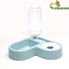 Double bowl with a carrot (removable bottle) 28 x 23 x 20.5 cm, blue