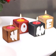 Interior candlestick 4 pcs with the inscription Home, color: 