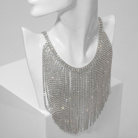 Kilence "Waterfall" Solder, white color in silver, 25 cm
