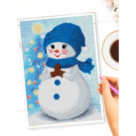 Diamond mosaic "Snowman", 29.5 × 20.5 cm, 20 colors-3