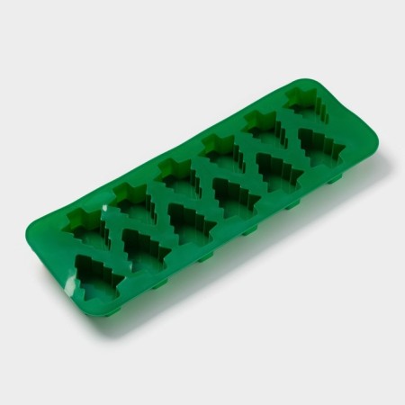Baking uniform “Christmas tree”, silicone, 32.5 × 11.5 cm, 12 cells, green color-2
