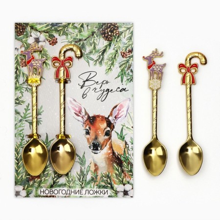 Teaspoon spoons with a molding handle "Festive", 11 x 3 cm-1