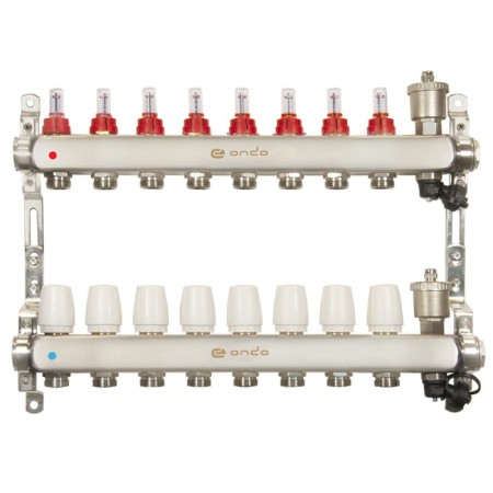 Collector Group ONDO, 1 "X3/4", 8 outputs, with consumables, stainless steel