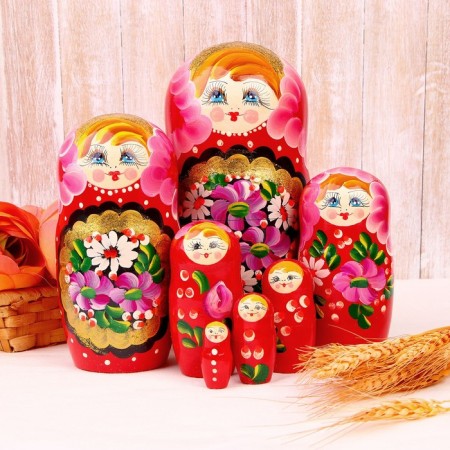 Matryoshka 7 in 1, painted, Mix colors-5