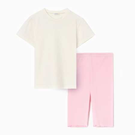 A set for a girl (T -shirt and bicycles) minku, pink color, height 122 cm-5