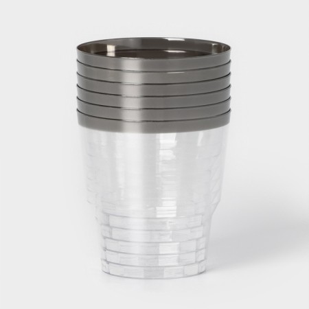 A glass of plastic disposable "Crystal", 200 ml, with metallized bacons, transparent color, 6 pcs/units-1