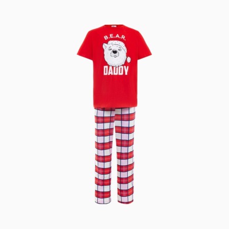Pajama men's kaftan "Bear", red color, size 56-5