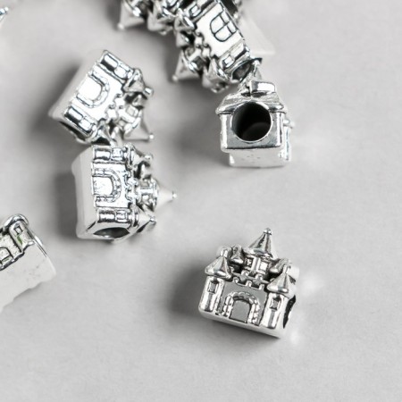 Bead for creativity Metal "Castle" silver 1.1x1.2 cm