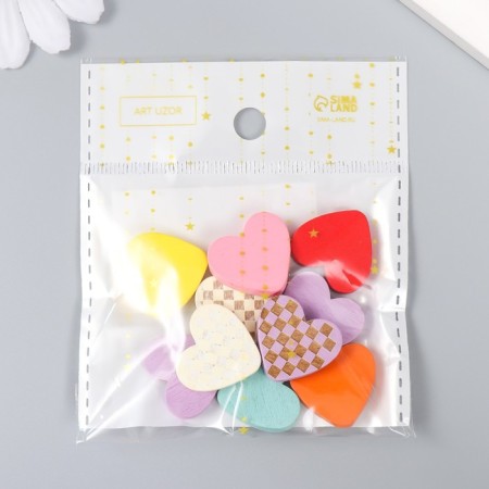 A set of beads for creativity wood "heart in the cell" set 10 pcs 2x2x0.5 cm-3