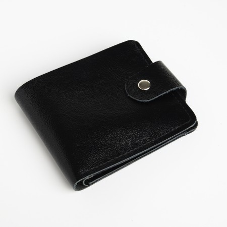 Men's purse on the button, Textura, cards, coins, black color-3