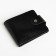 Men's purse on the button, Textura, cards, coins, black color