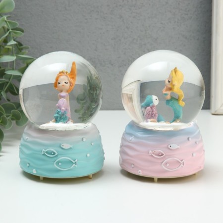 Souvenir Polystone Water Ballion Music, Light "Mermaid and Fish" MIX 8x8x12 cm