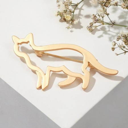 Brooch "cat", color matte gold