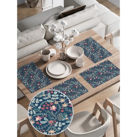 A set of napkins for setting the table "Flower Field", rectangular, rounded edges, size 30x46 cm, 4 pcs-1