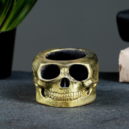 Skull "Skull Muerto" aged gold, 8x7x5cm-4