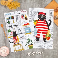A set of kitchen towels of the “cat in the kitchen” 35x60cm-2pcs, 100% HL