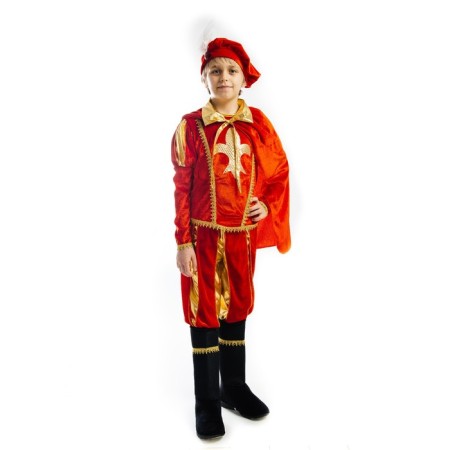 The carnival costume "Prince", 4 items: beret, cloak, camisole, pants with boots. Height 134 cm-1