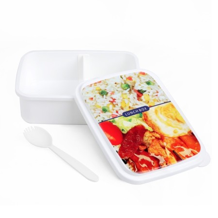 Lunch-box, 980 ml, with a spoon, 18 x 13.5 x 6 cm, mix-1