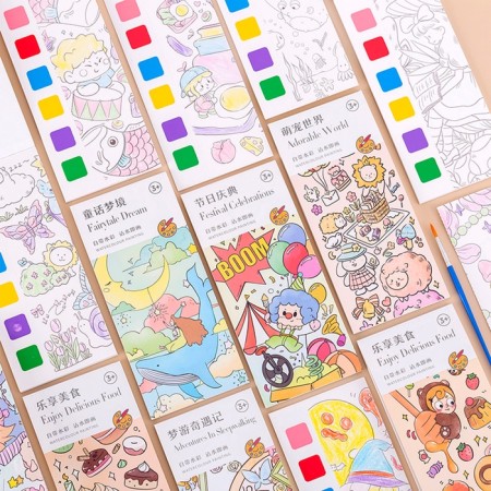 Water coloring "Bookmarks", 10 sheets, brush, species mix