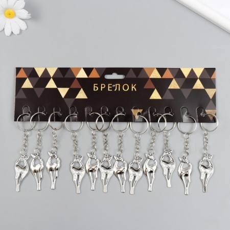 Metal keychain "Long -legged deer" silver 1.8x4.8 cm-3