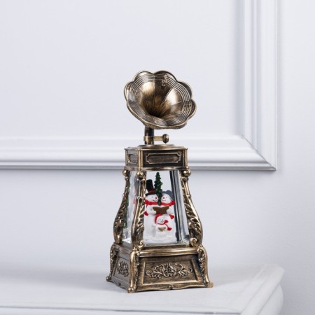 LED figure "Gramophone with snowmen" 11 × 28 × 11 cm, plastic, AAX3 batteries (not in the kit), USB, glow warm white-1