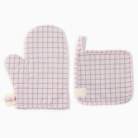 Set of kitchen. Ethel "Cell": mittens 20x28 cm, take 19x19 cm, 80% HL, 20% PE-3
