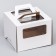 Box for cake 2 windows, with handles, white, 26 x 26 x 20 cm