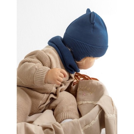 A cap on ties with ears children's Amarobaby Pure Love Bear, with a lining, size 40-42 cm, blue color-4