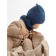 A cap on ties with ears children's Amarobaby Pure Love Bear, with a lining, size 40-42 cm, blue color