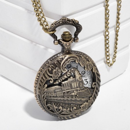 Pocket clock "Train", quartz, chain L-40 cm, D-4.5 cm