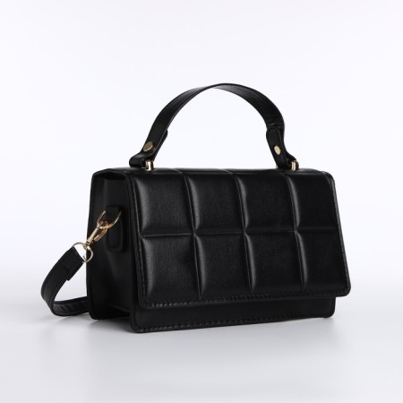 Women's bag on a valve, with a wallet, 20x12x7 cm, black color-3